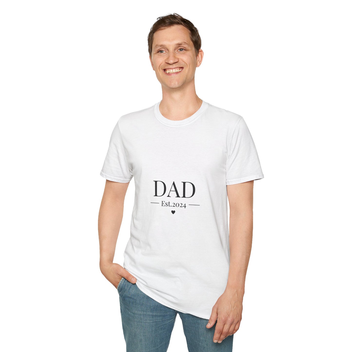 Dad Est. 2024 Unisex Softstyle T-Shirt - Perfect Gift for New Dads