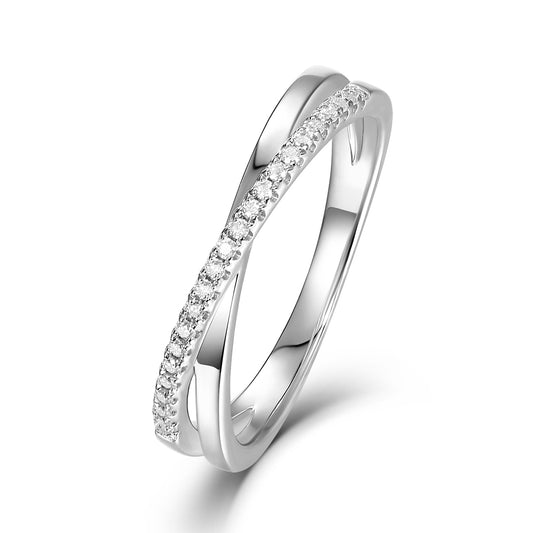 Classic X Shape Couple Eternity Band Ring