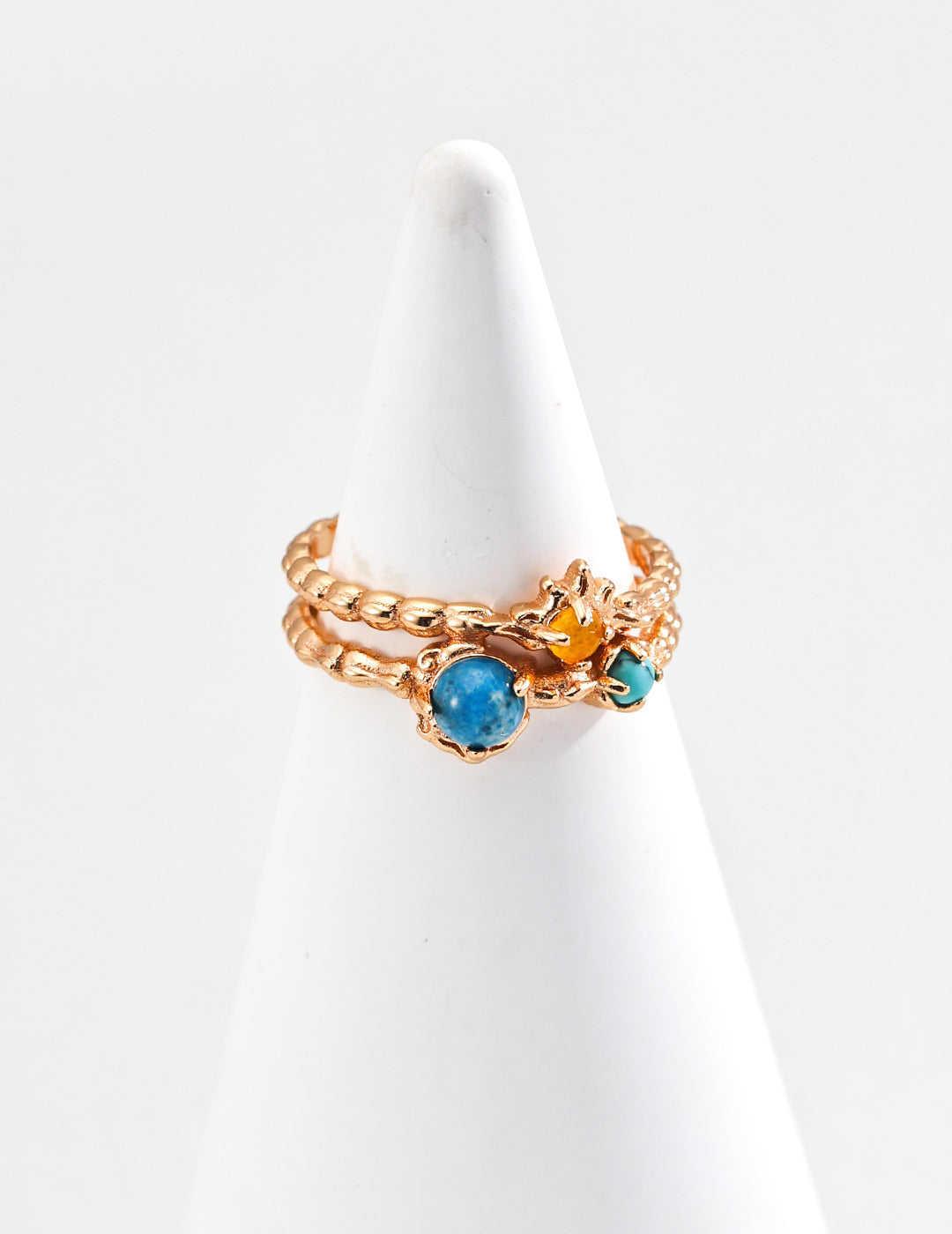 Vintage Turquoise, Yellow Chalcedony, and Apatite Ring