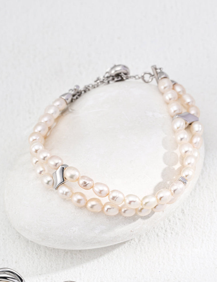 Silver Natural Pearl Bracelet