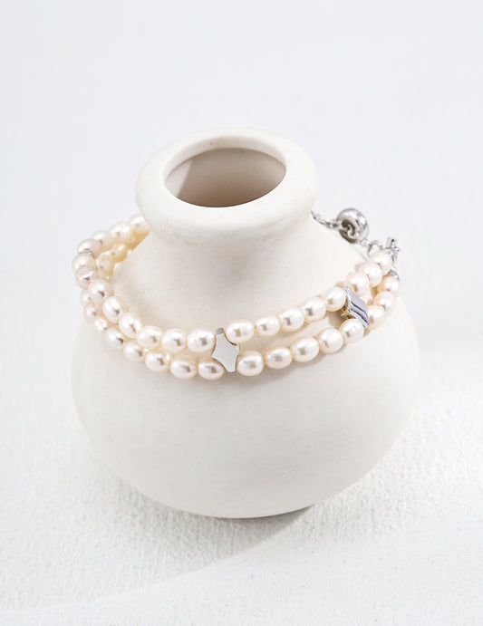 Silver Natural Pearl Bracelet