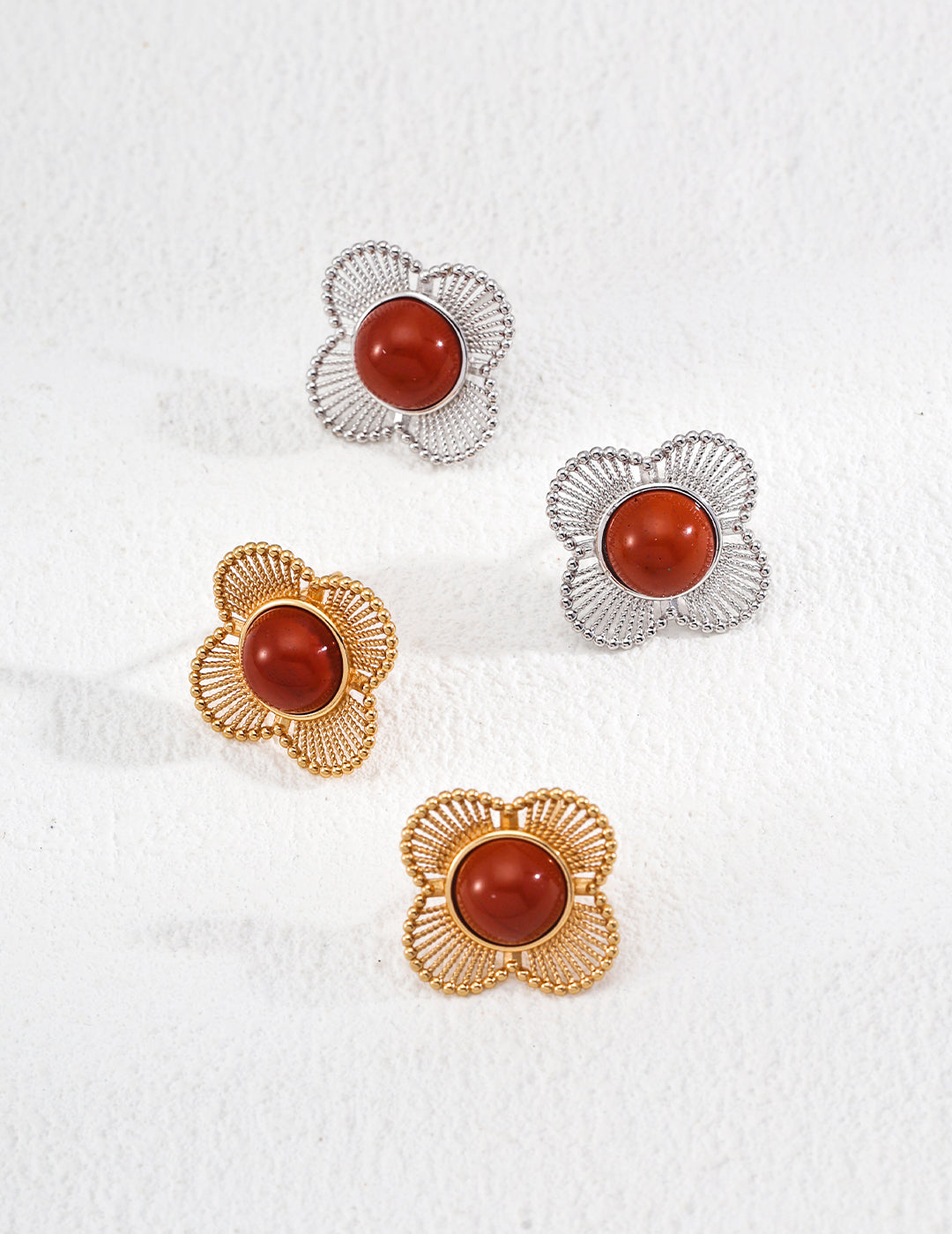 Vintage Red Agate Earrings