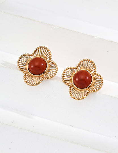 Vintage Red Agate Earrings