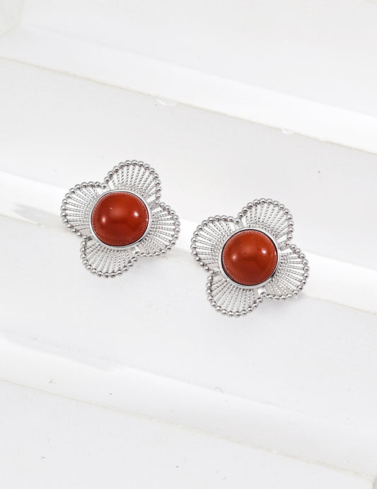 Vintage Red Agate Earrings