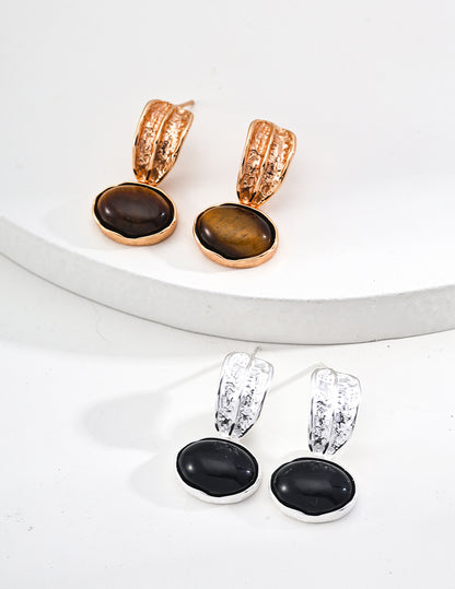 Black Onyx and Tiger’s Eye Earrings