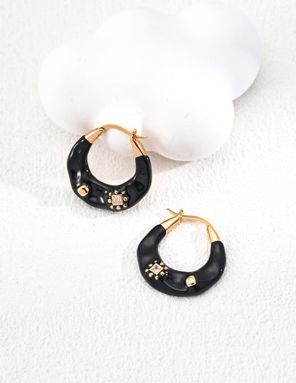 Fashionable Vintage Enamel Zircon Earrings