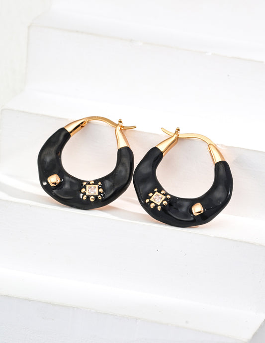 Fashionable Vintage Enamel Zircon Earrings