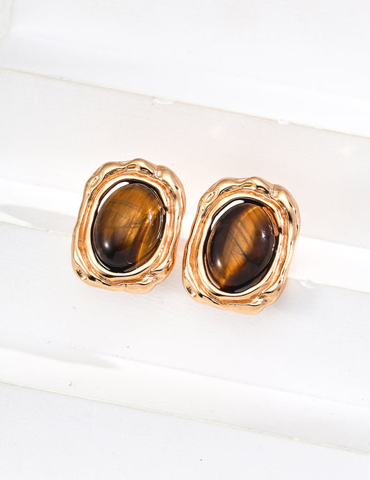 Vintage Natural Tiger's Eye Earrings