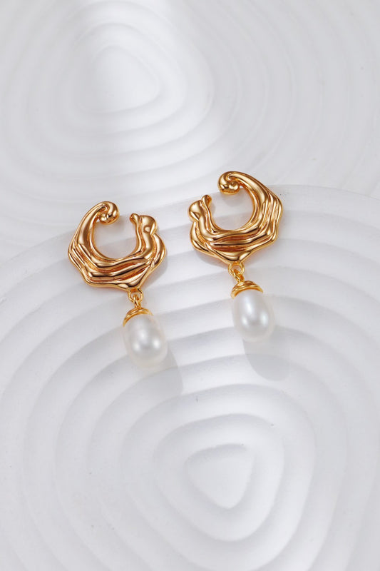 Ocean Wave Pearl Earrings