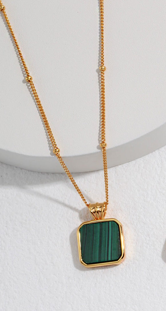 Sterling Silver Malachite Necklace