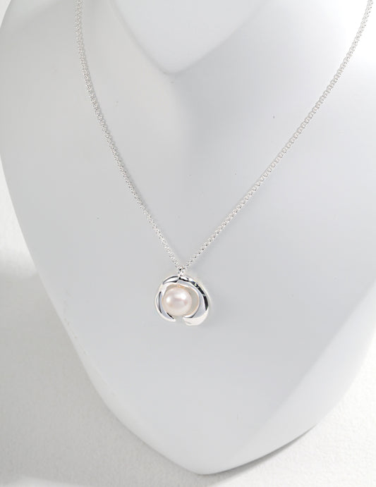 Open Heart Pendant Pearl Necklace