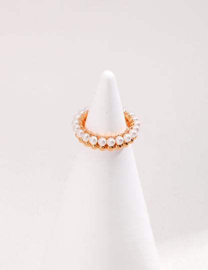 Minimalist Silver and Pearl Ring