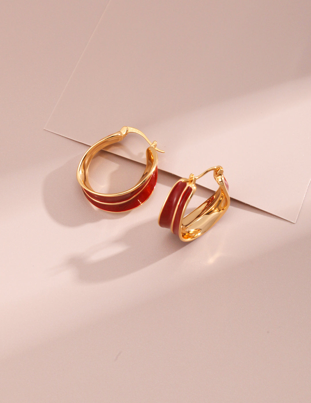 Deep Red Enamel Earrings