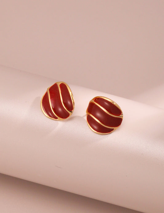 Silver Deep Red Earrings