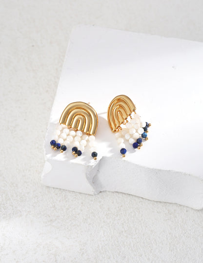 Exotic Nacre and Lapis Lazuli Earrings