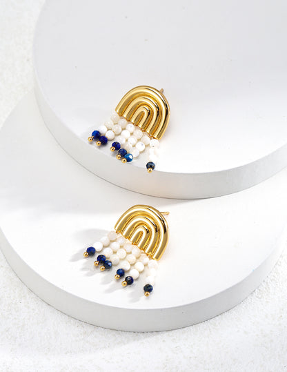 Exotic Nacre and Lapis Lazuli Earrings