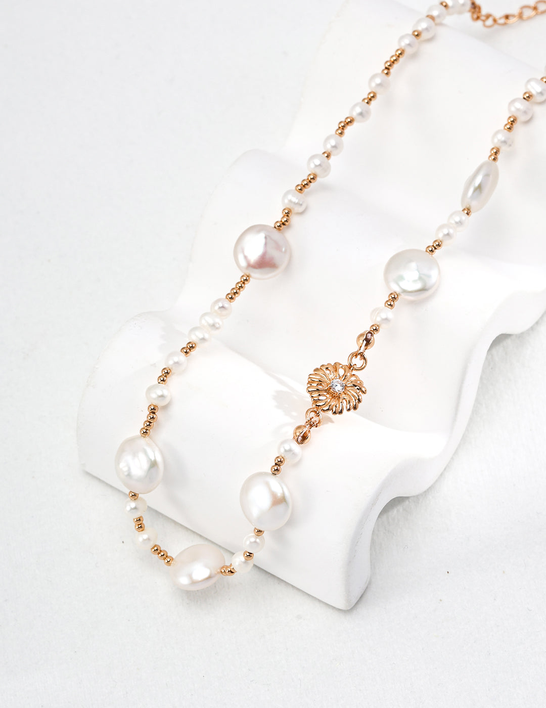 Silver Pearl and Zircon Necklace