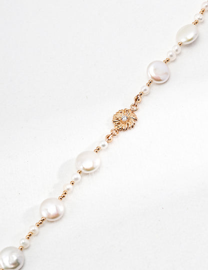 Silver Pearl and Zircon Necklace