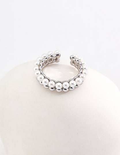 Minimalist Silver and Pearl Ring