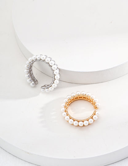 Minimalist Silver and Pearl Ring