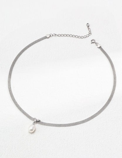 Silver Natural Pearl Necklace