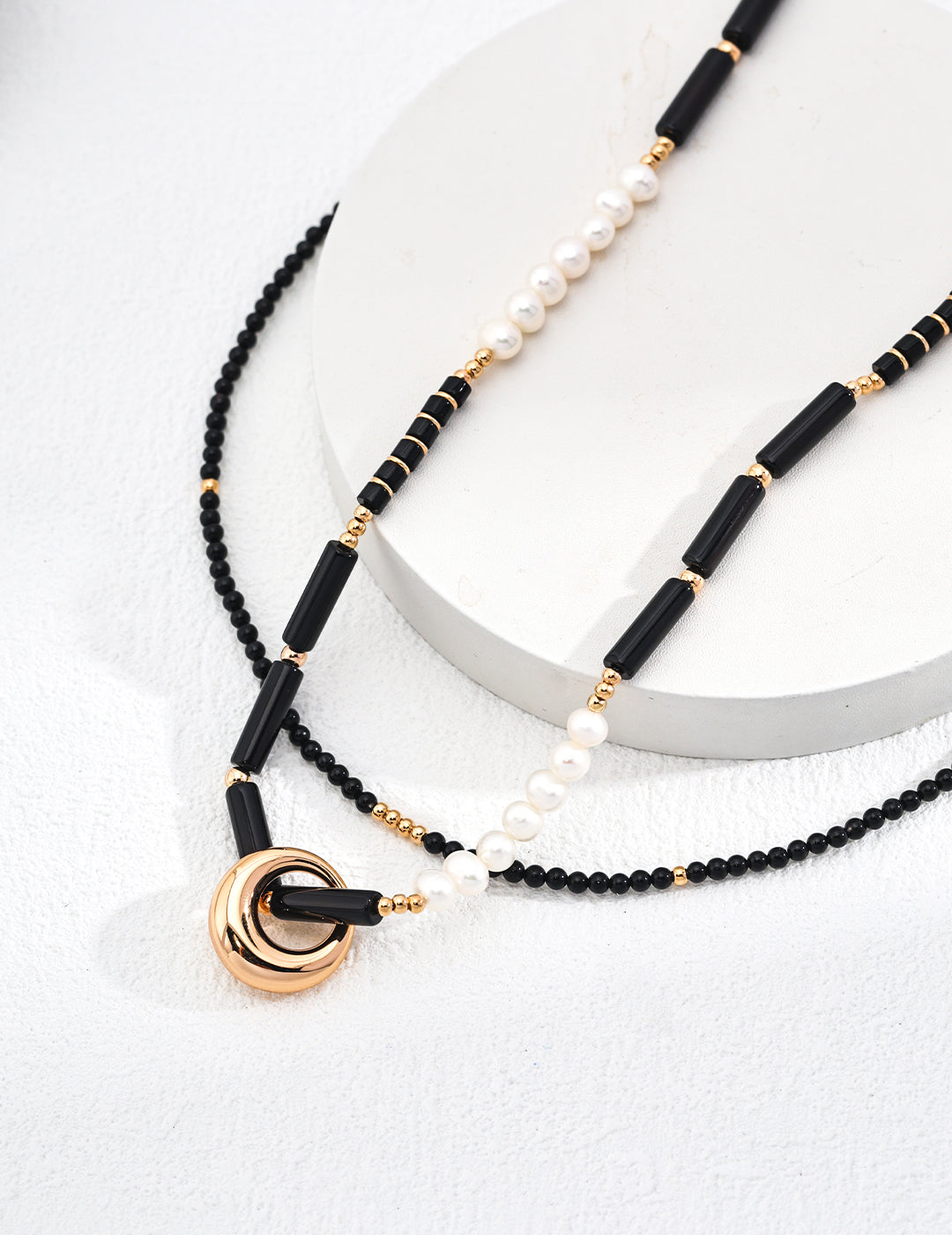 Silver Black Agate Necklace