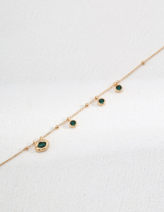 Minimalist Zircon and Malachite Necklace