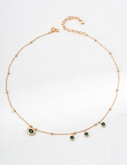 Minimalist Zircon and Malachite Necklace