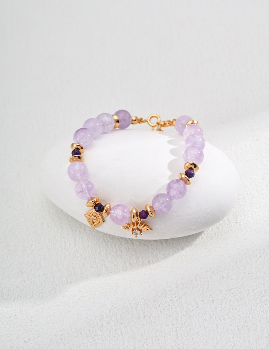 Lavender Amethyst Natural Round Crystal Zircon Bracelet