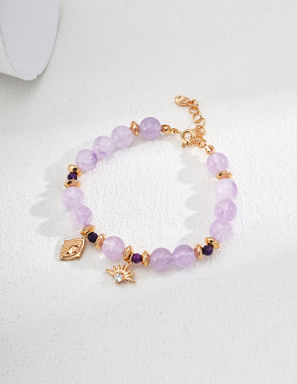 Lavender Amethyst Natural Round Crystal Zircon Bracelet