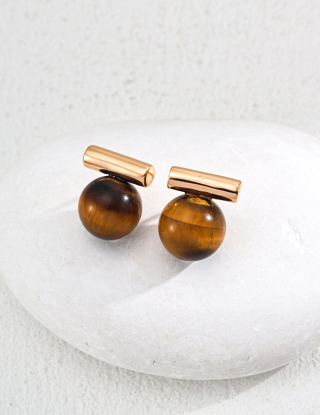 Minimalist Tiger’s Eye & Black Onyx Stud Earrings